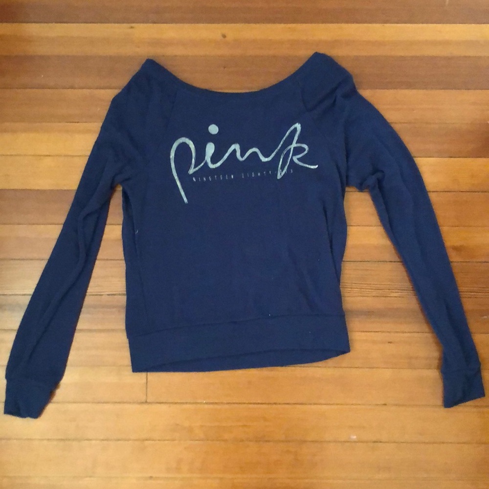 Navy Blue Victoria Secret Pink Long Sleeve Shirt